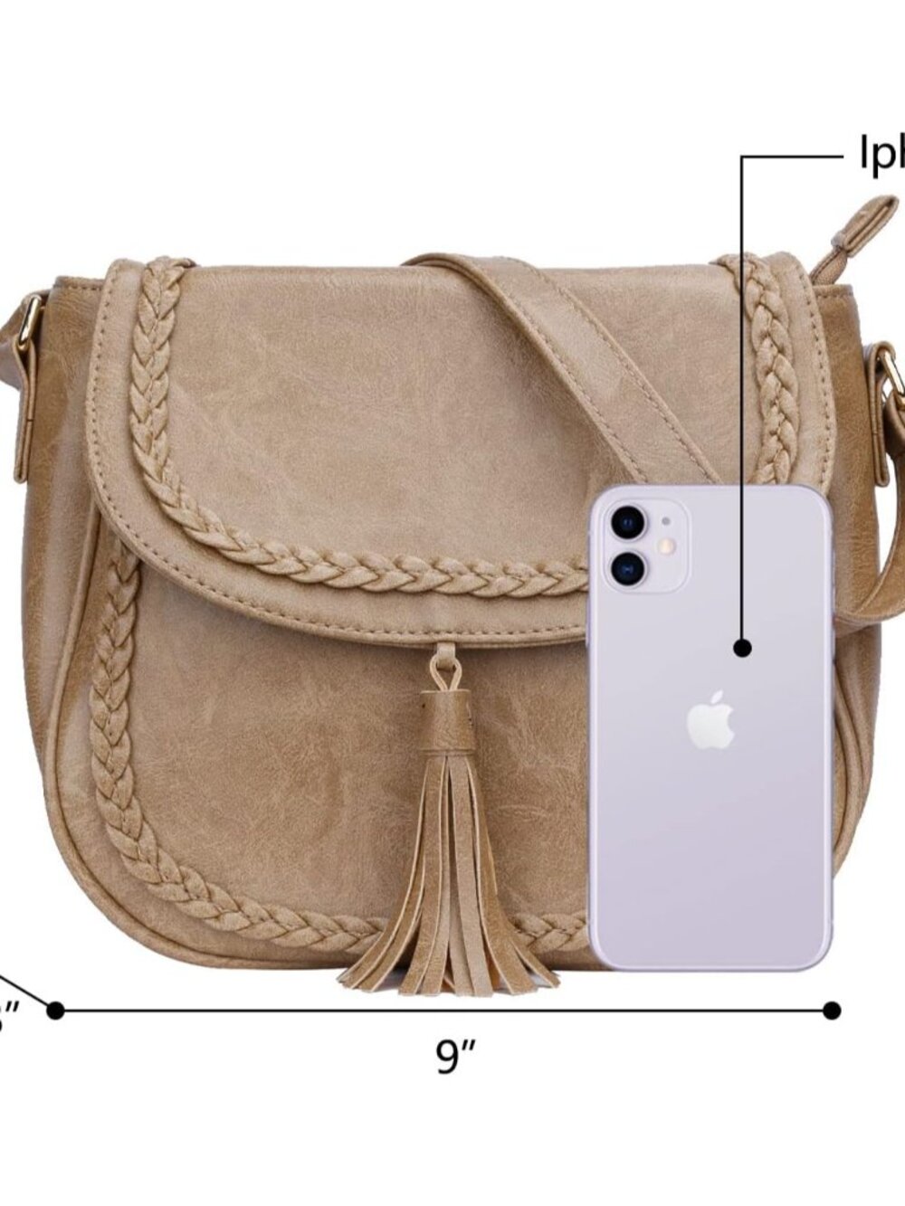 Casual Crossbody Bag for Women, Small Flap Saddle Purses with Tassel | Adjustabl - Picture 7 of 8